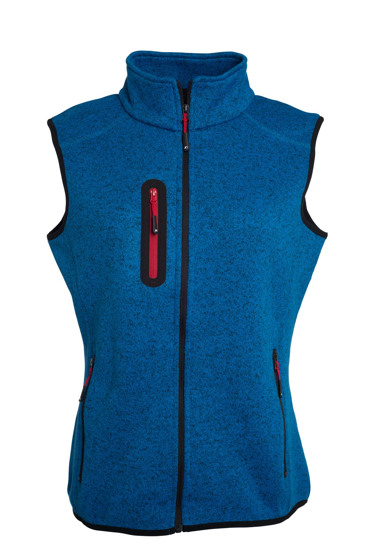 Ladies´ Knitted Fleece Vest - Royal-melange/Red