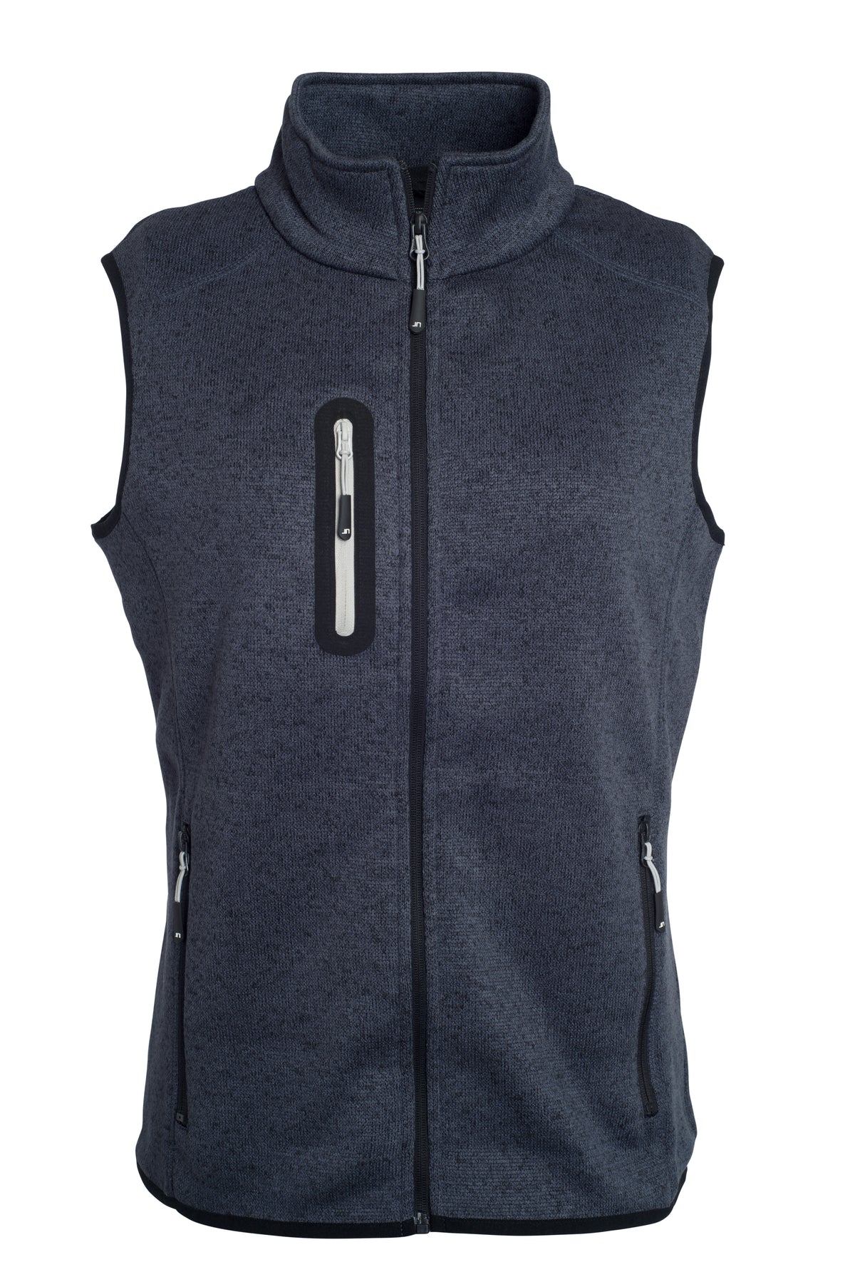 Ladies´ Knitted Fleece Vest - Dark Grey Melange/Silver