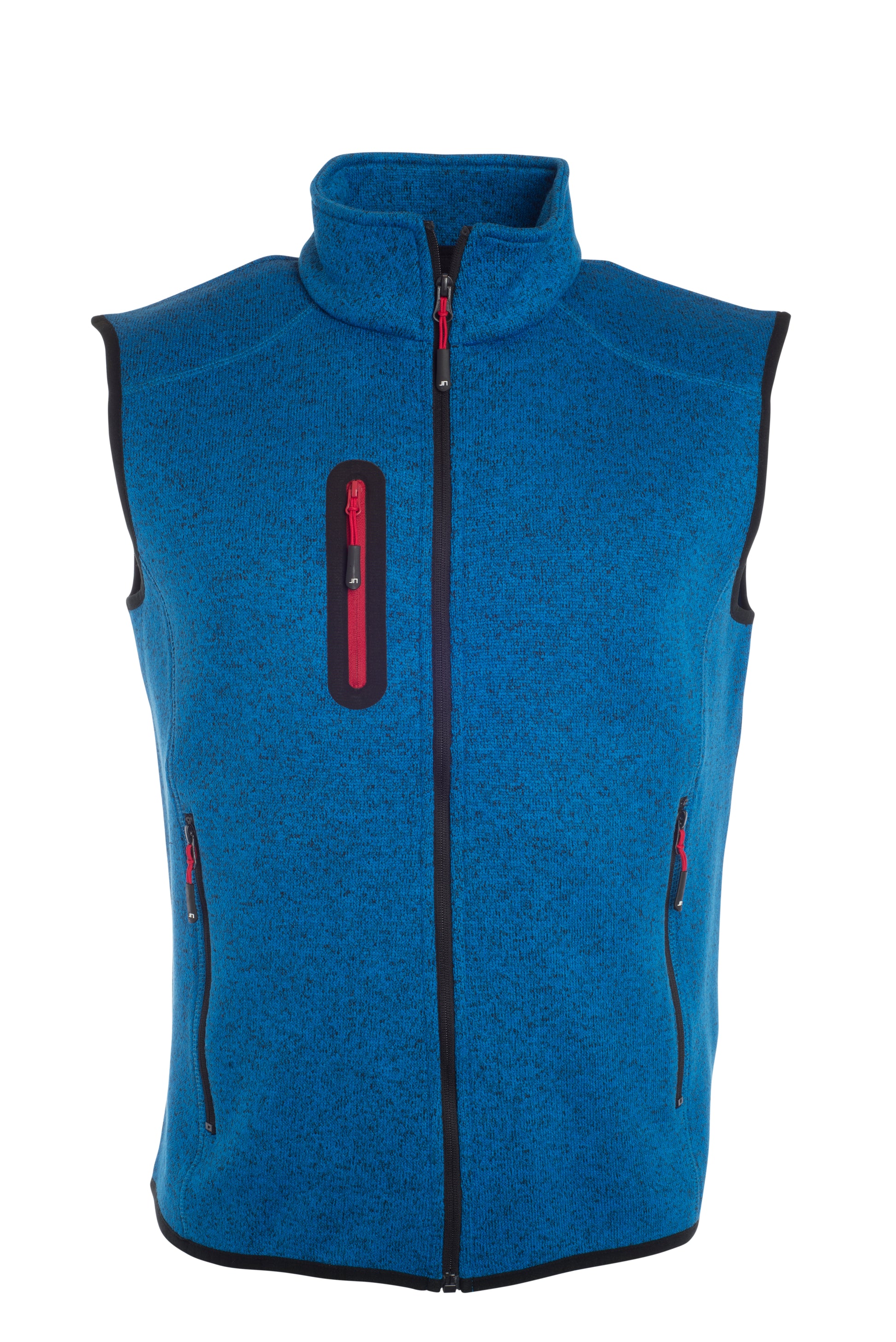 Men´s Knitted Fleece Vest - Royal-melange/Red