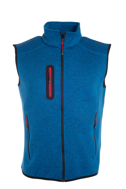 Men´s Knitted Fleece Vest - Royal-melange/Red