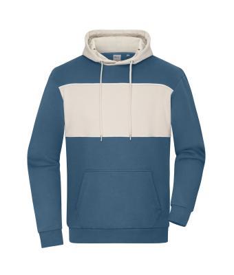 Sweat Hoody Colour-Block Unise - Dusty Blue/sand Stone