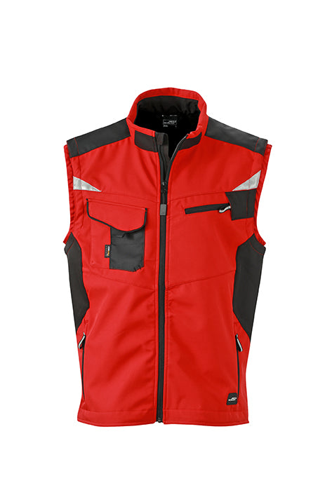 Workwear Softshell Vest - Red/Black