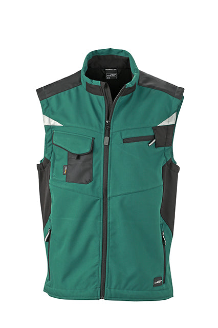 Workwear Softshell Vest - Dark Green/Black