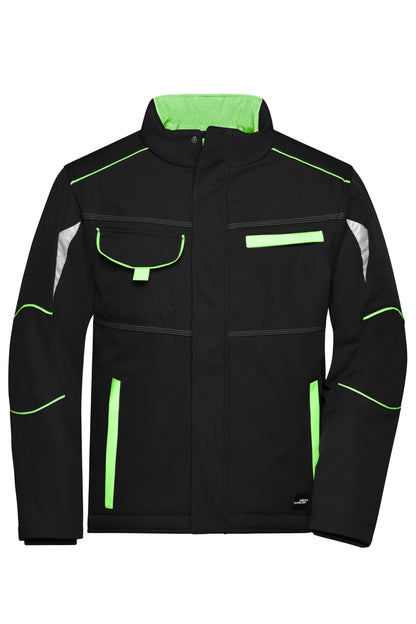 Workwear Softshell Padded Jack - Black/lime green