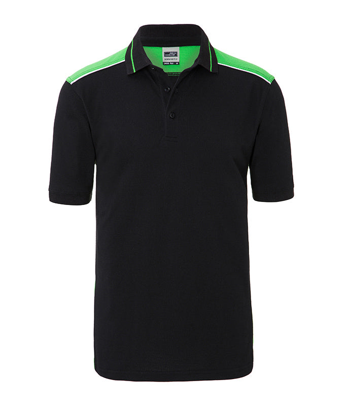 Men´s Workwear Polo - Color - Black/lime green
