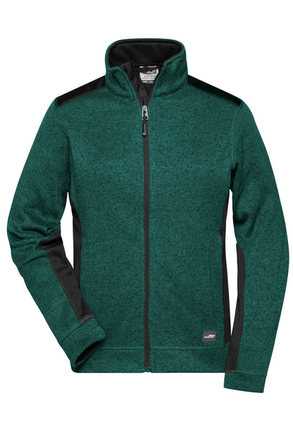 Ladies´ Knitted Workwear Fleec - Dark-green-melange/Black