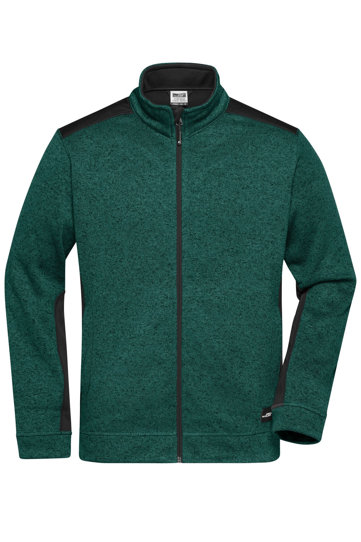 Men´s Knitted Workwear Fleece - Dark-green-melange/Black