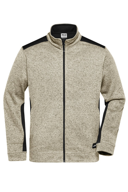 Men´s Knitted Workwear Fleece - Stone-melange/Black