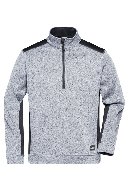 Men´s Knitted Workwear Halfzip - White-melange/Carbon