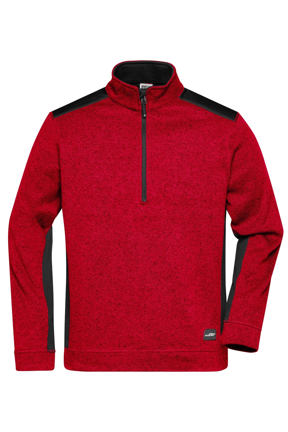Men´s Knitted Workwear Halfzip - Red-melange/Black