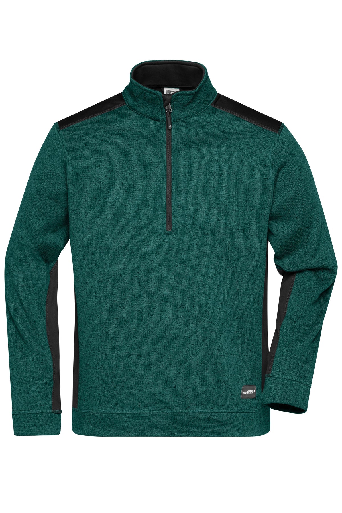 Men´s Knitted Workwear Halfzip - Dark-green-melange/Black