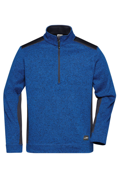 Men´s Knitted Workwear Halfzip - Royal-melange/Navy