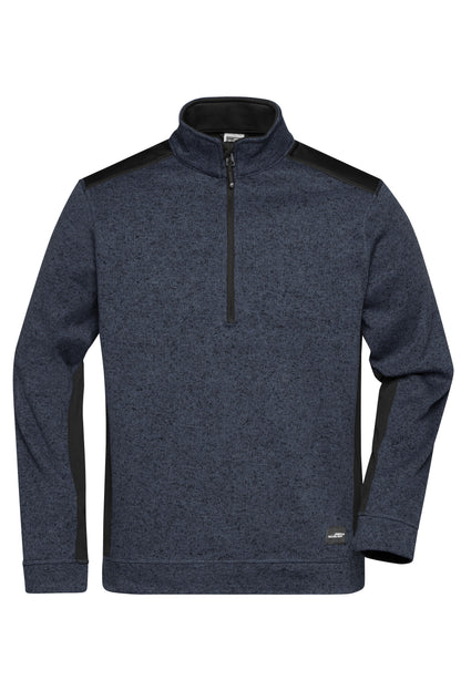 Men´s Knitted Workwear Halfzip - Carbon-melange/Black