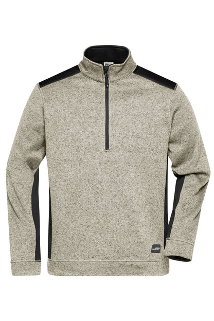 Men´s Knitted Workwear Halfzip - Stone-melange/Black
