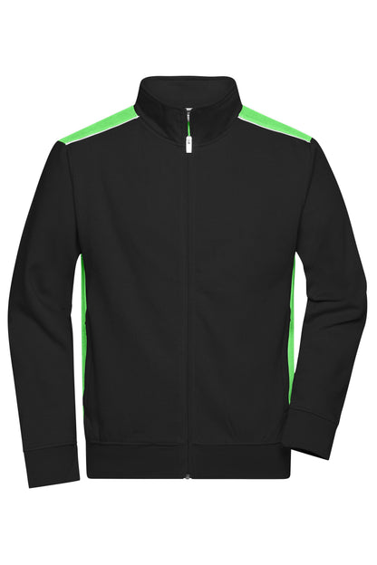 Men´s Workwear Sweat Jacket - Black/lime green