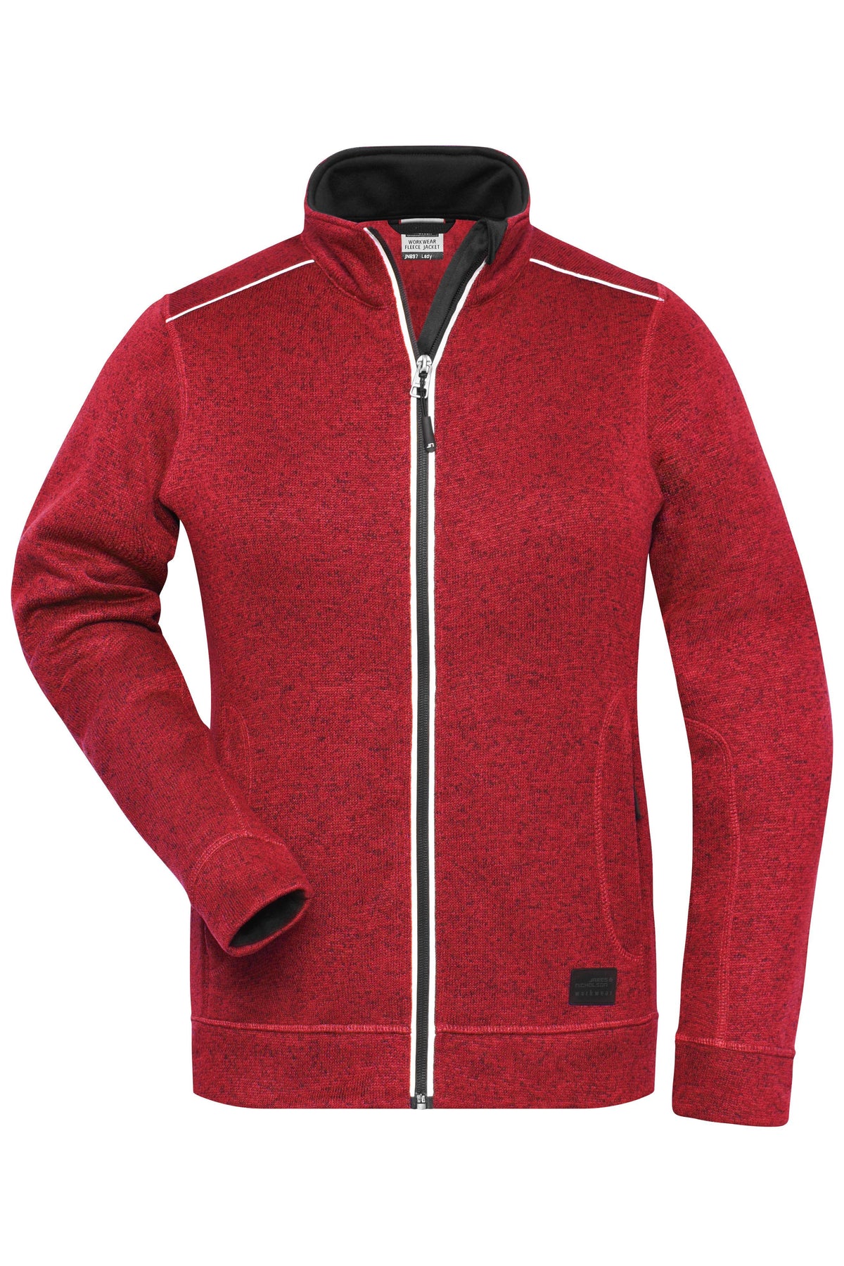 Ladies´ Knitted Workwear Fleec - Red-melange/Black