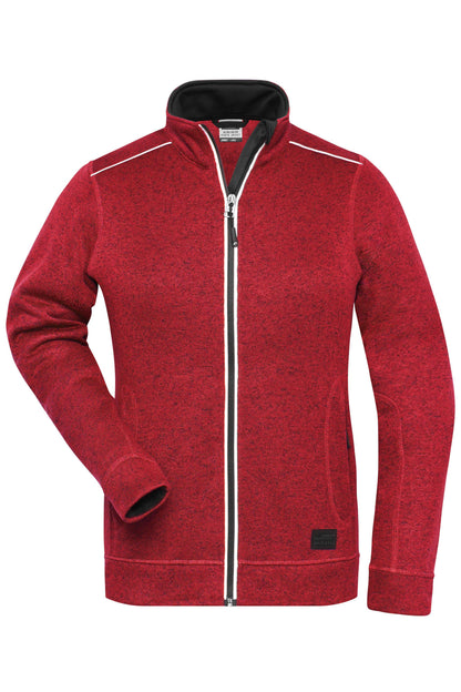 Ladies´ Knitted Workwear Fleec - Red-melange/Black