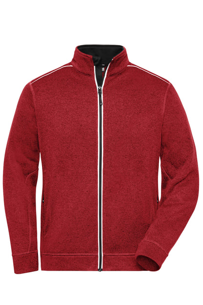 Men´s Knitted Workwear Fleec - Red-melange/Black