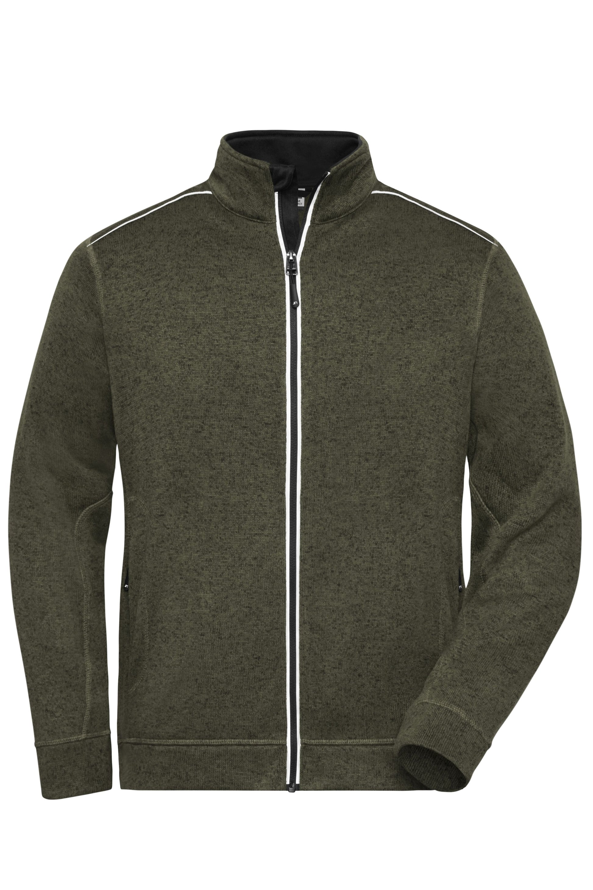 Men´s Knitted Workwear Fleec - Olive-melange/Black