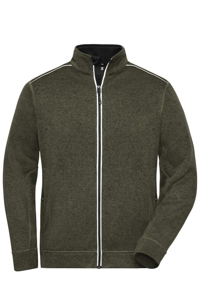 Men´s Knitted Workwear Fleec - Olive-melange/Black