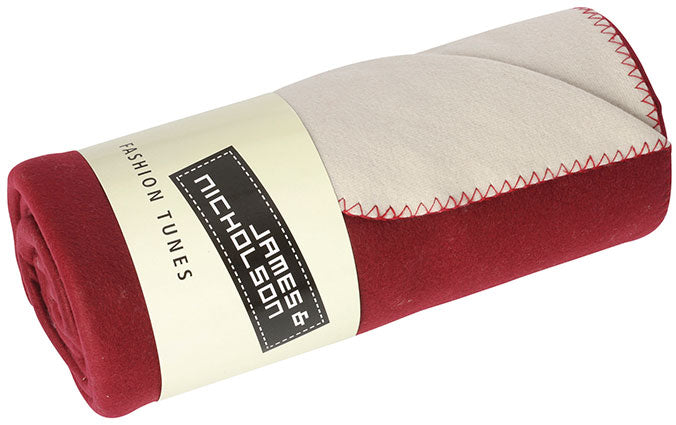 Bonded Fleece Blanket - Bordeaux/cream