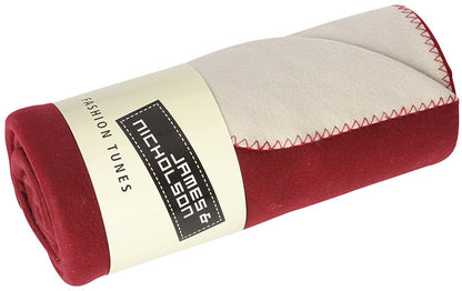 Bonded Fleece Blanket - Bordeaux/cream