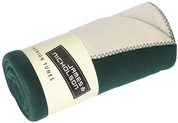 Bonded Fleece Blanket - Dark green/cream