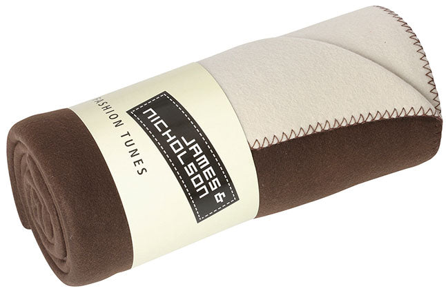 Bonded Fleece Blanket - Brown/cream