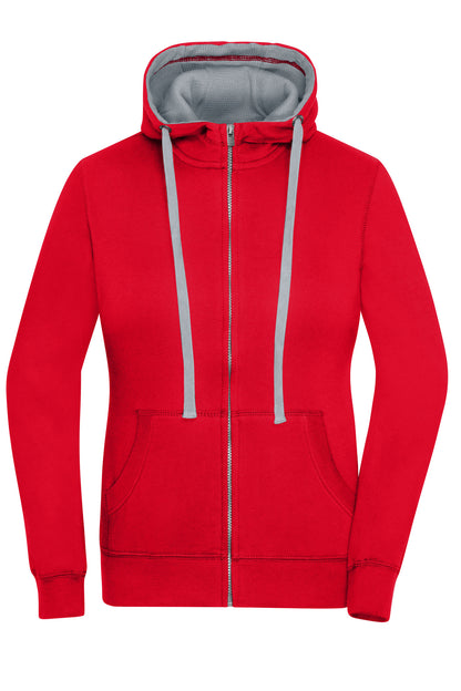 Ladie´s Lifestyle Zip-Hoody - Red/Grey Heather