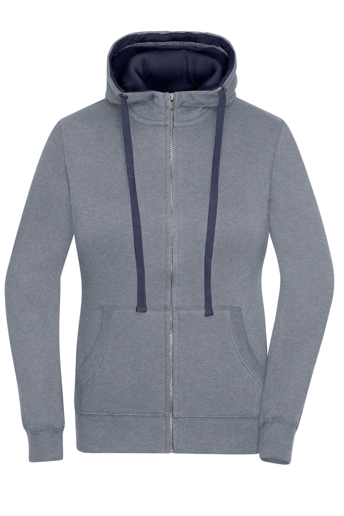 Ladie´s Lifestyle Zip-Hoody - Grey Melange/Navy