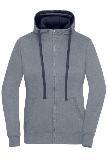Ladie´s Lifestyle Zip-Hoody - Grey Melange/Navy