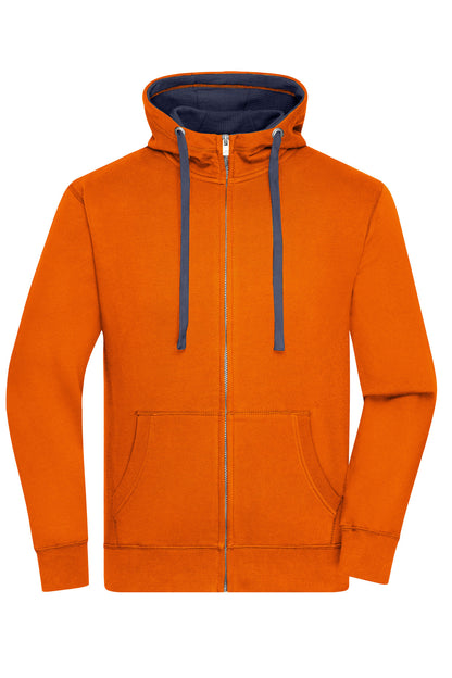 Men´s Lifestyle Zip-Hoody - Dark Orange/Navy