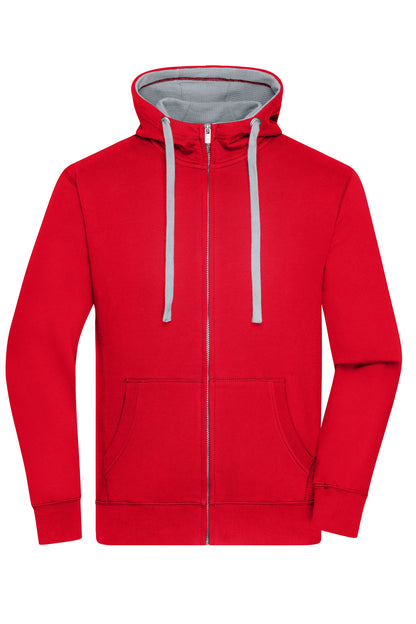 Men´s Lifestyle Zip-Hoody - Red/Grey Heather