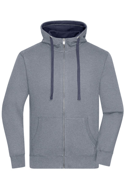 Men´s Lifestyle Zip-Hoody - Grey Melange/Navy