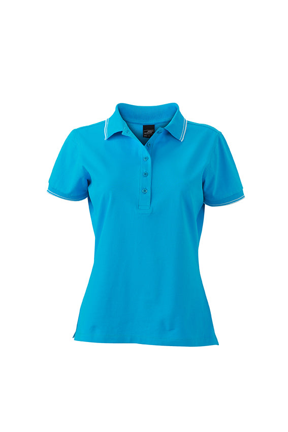 Ladies Polo - Turquoise/White