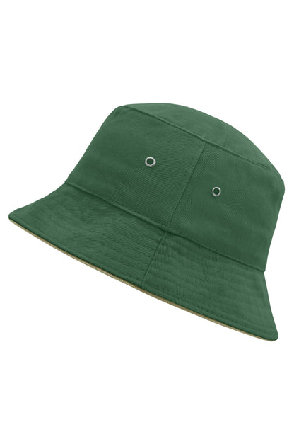Fisherman Piping Hat - Dark Green/Beige