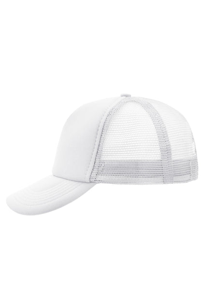 5 Panel Polyester Mesh Cap - White