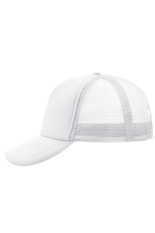 5 Panel Polyester Mesh Cap - White