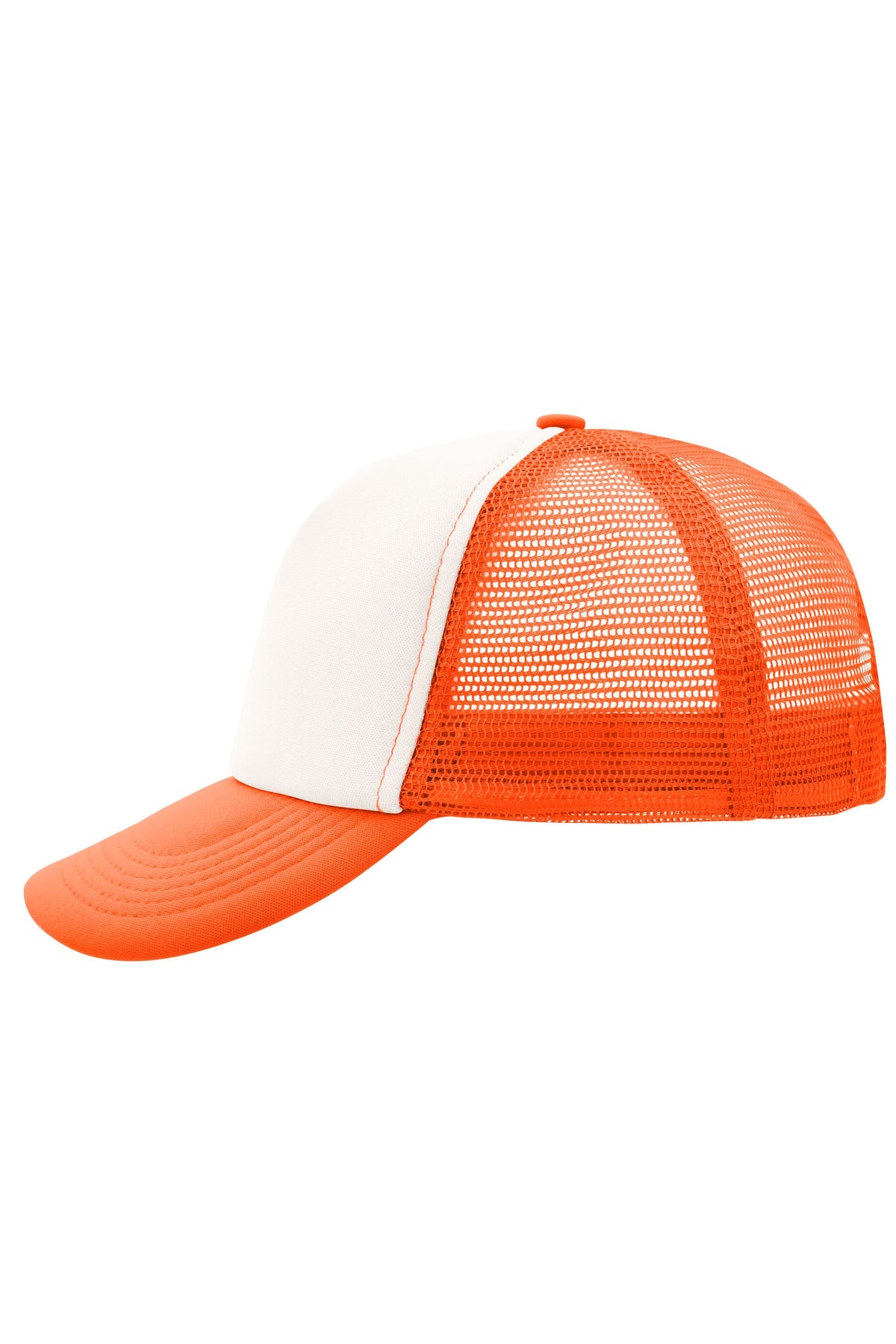 5 Panel Polyester Mesh Cap - White/Neonorange