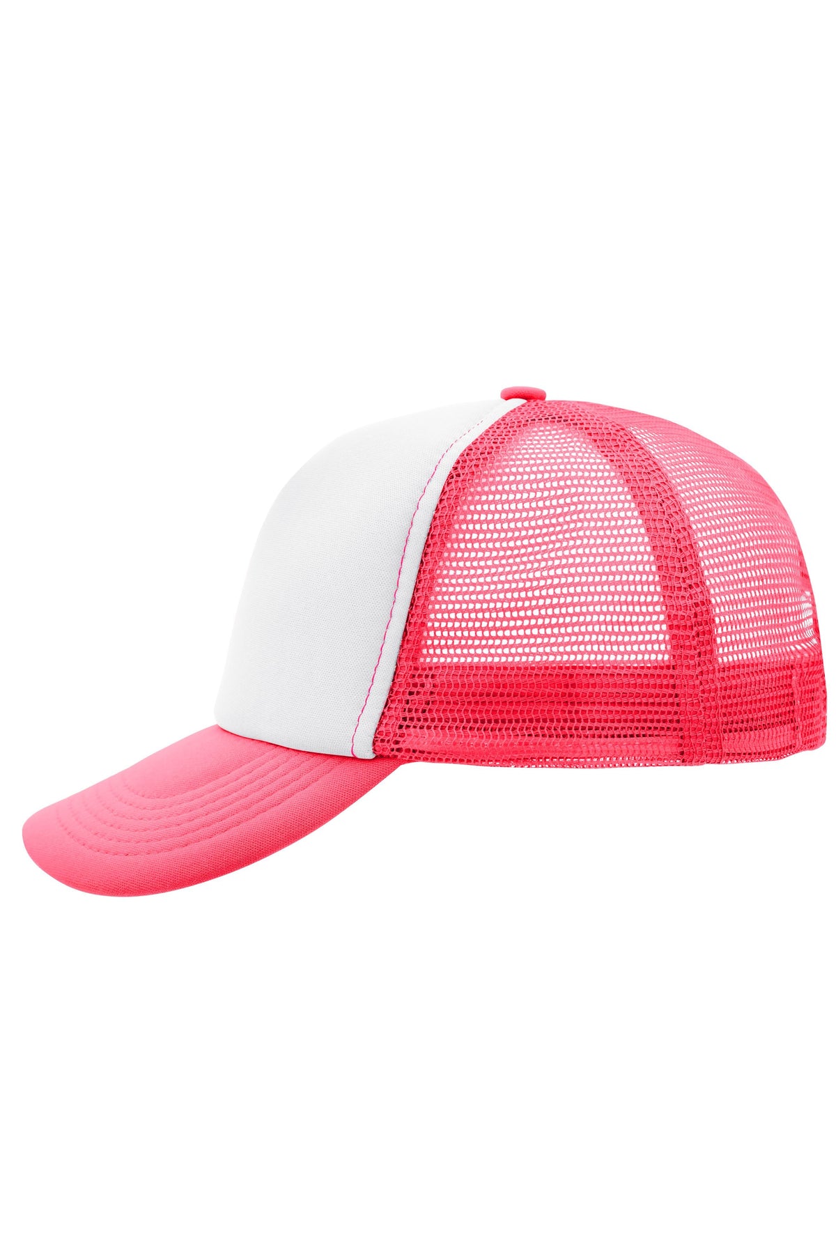 5 Panel Polyester Mesh Cap - White/Neonpink
