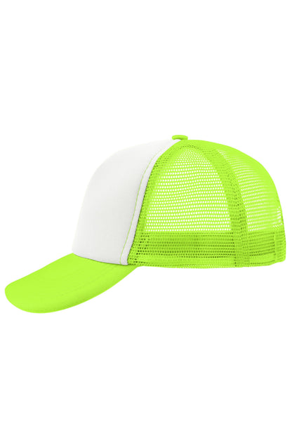 5 Panel Polyester Mesh Cap - White/Neonyellow
