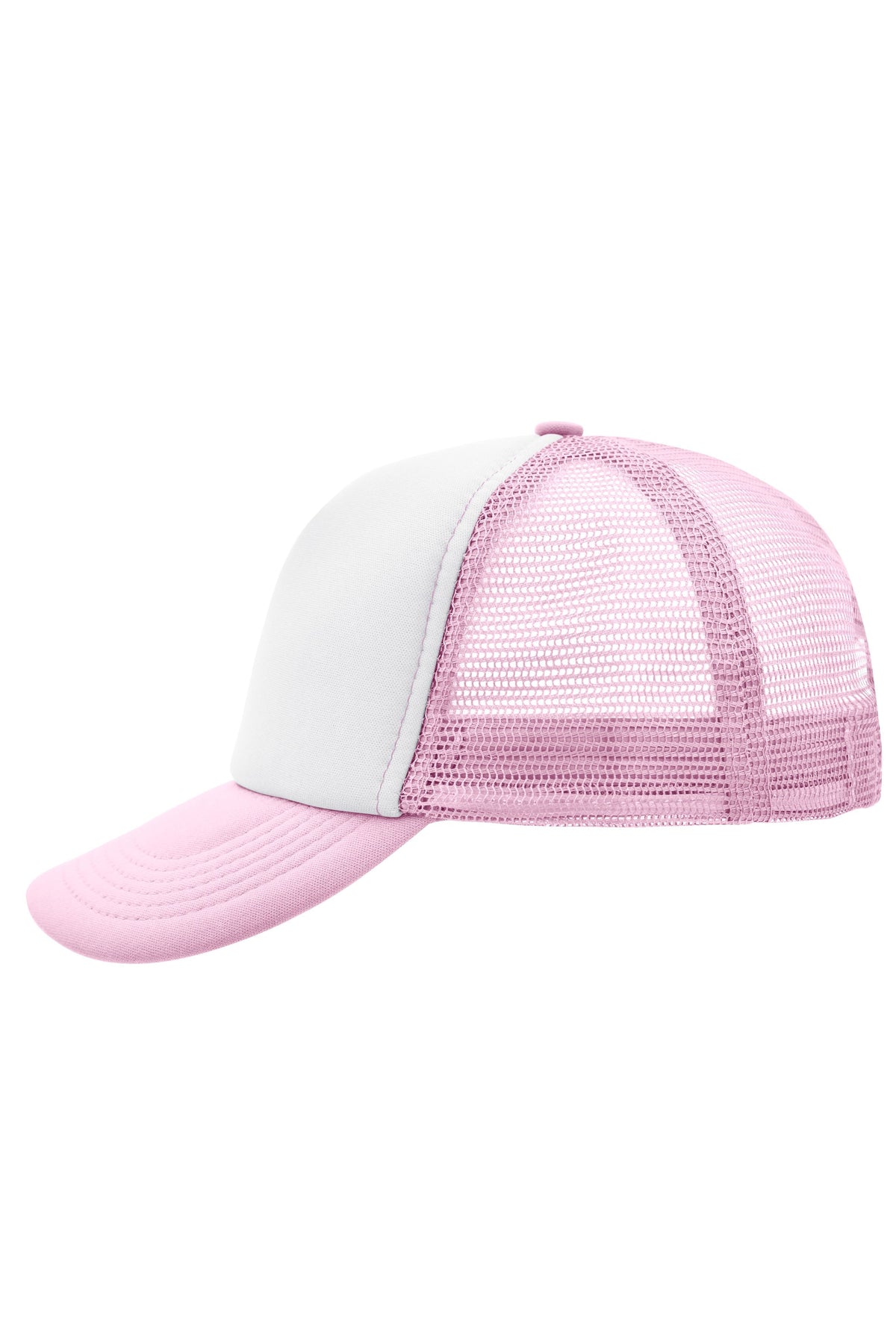5 Panel Polyester Mesh Cap - White/Baby Pink