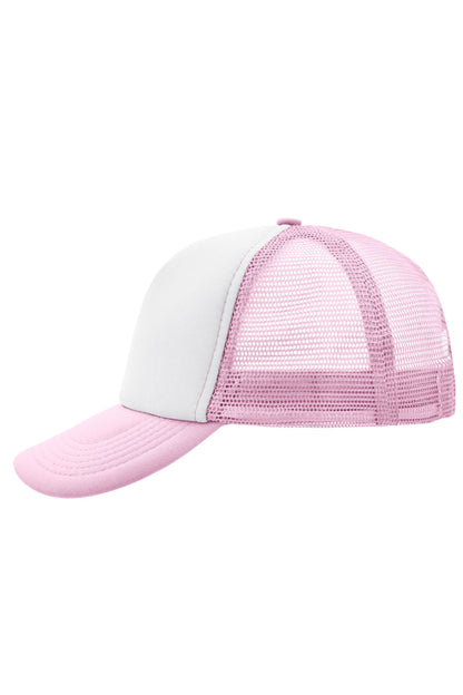 5 Panel Polyester Mesh Cap - White/Baby Pink
