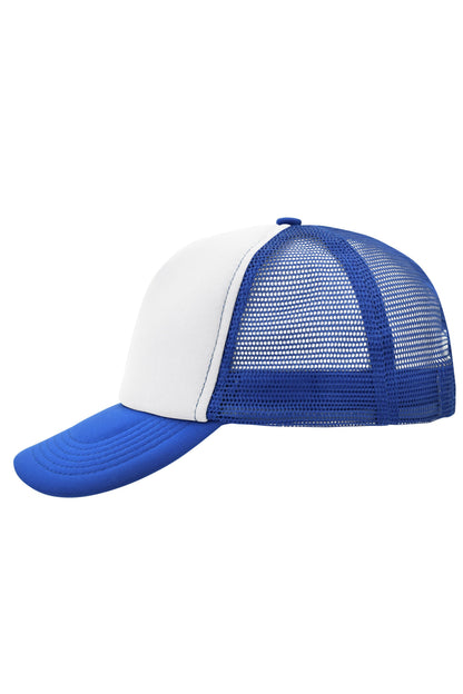 5 Panel Polyester Mesh Cap - White/Royal Blue