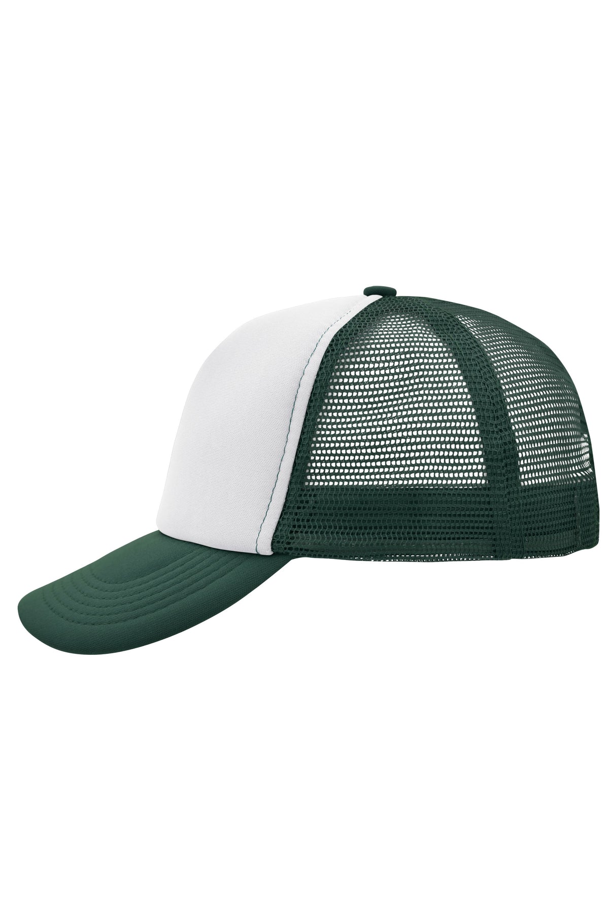 5 Panel Polyester Mesh Cap - White/Dark-green