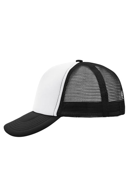 5 Panel Polyester Mesh Cap - White/Black