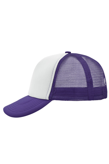 5 Panel Polyester Mesh Cap - White/Lilac
