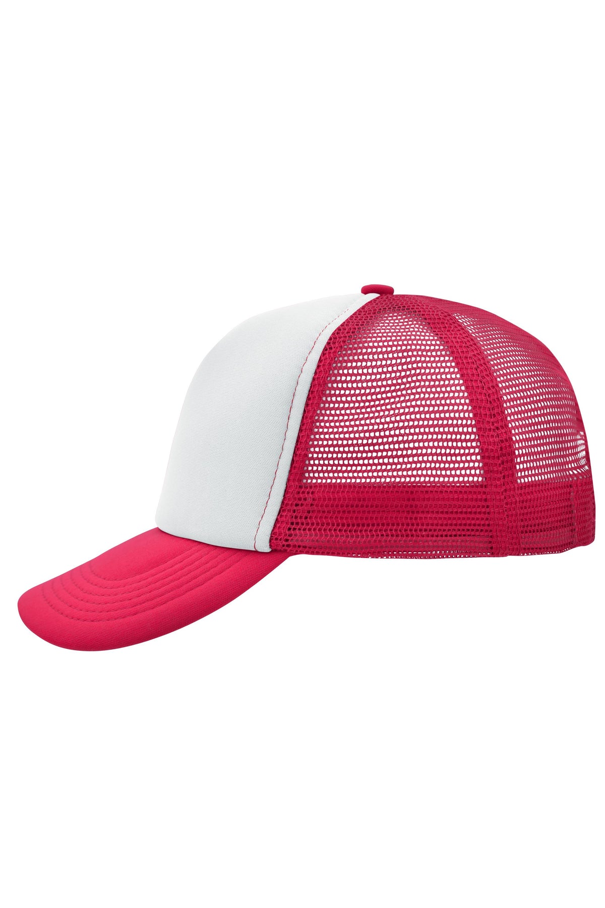 5 Panel Polyester Mesh Cap - White/Magenta