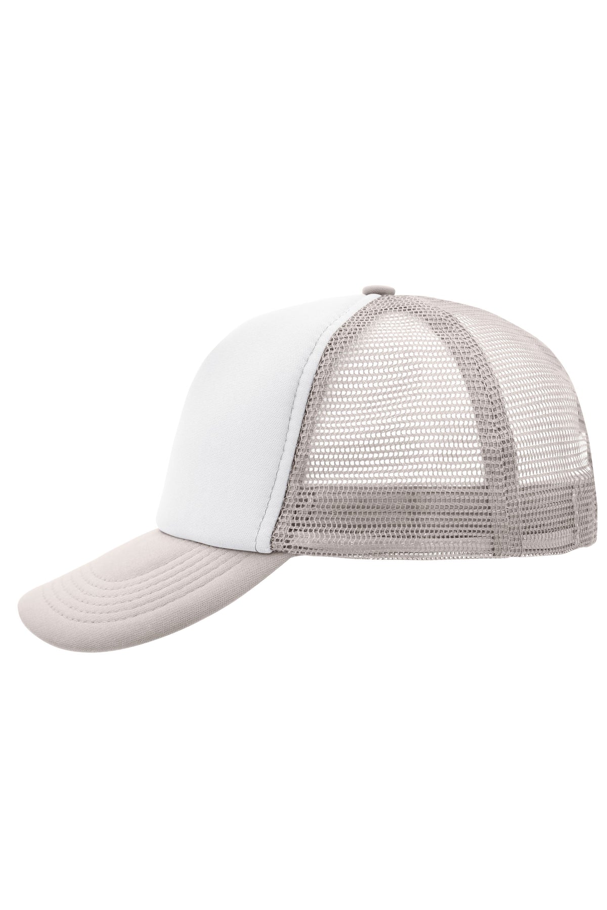 5 Panel Polyester Mesh Cap - White/Light Grey