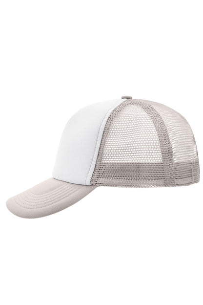 5 Panel Polyester Mesh Cap - White/Light Grey